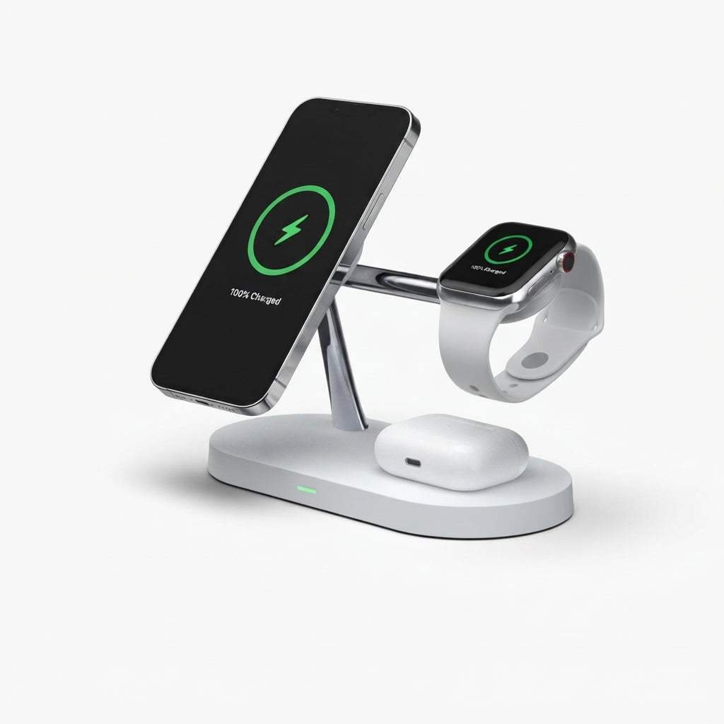 Estação de Carregamento Sem Fios 3 em 1 para iPhone, Apple Watch e AirPods